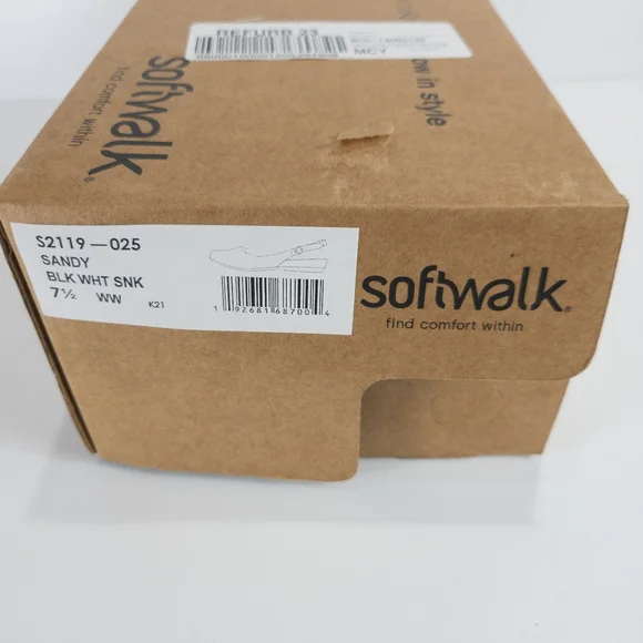 Softwalk Sandy Flat Black and White Snake -7.5 WW - Picture 9 of 9